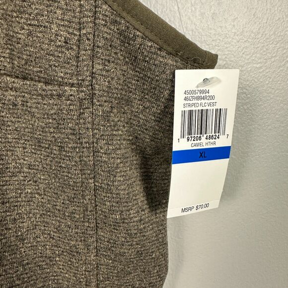NWT Izod Mens Full Zip Vest XL Extra Large Heather Camel Fall Winter Layer Warm - Picture 2 of 3